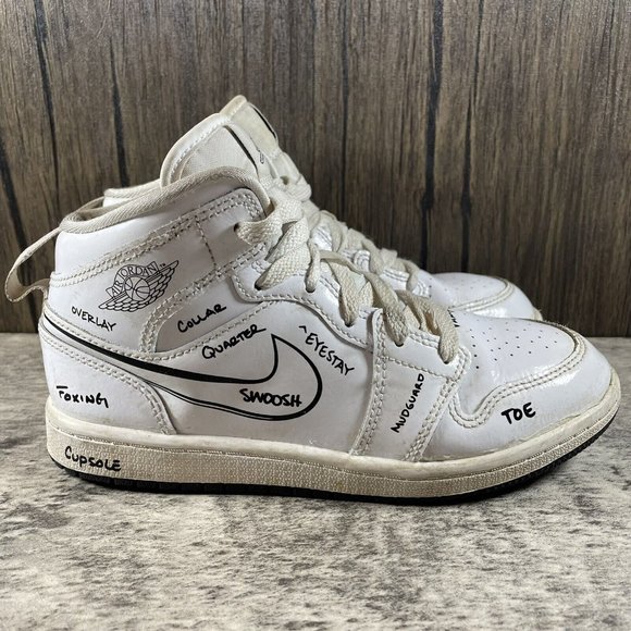 Air Jordan 1 Mid Schematic Size 1.5Y (GS) DQ1866-100 - Picture 3 of 8